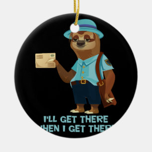 Sloth Mailman Funny och Rude Mailman Postal Worker Julgransprydnad Keramik