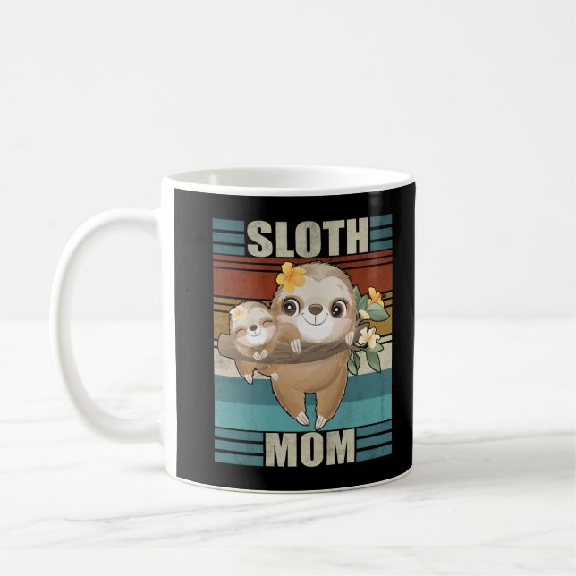 Sloth Mamma Flowers Mor Day Sloth kärlek Kaffemugg (Vänster)