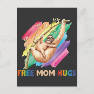Sloth Mamma Hugs Rainbow Cute Child och Mor Vykort