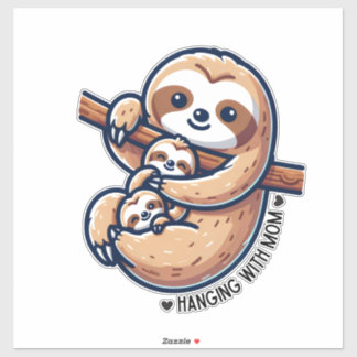 Sloth mamma med spädbarn klistermärken