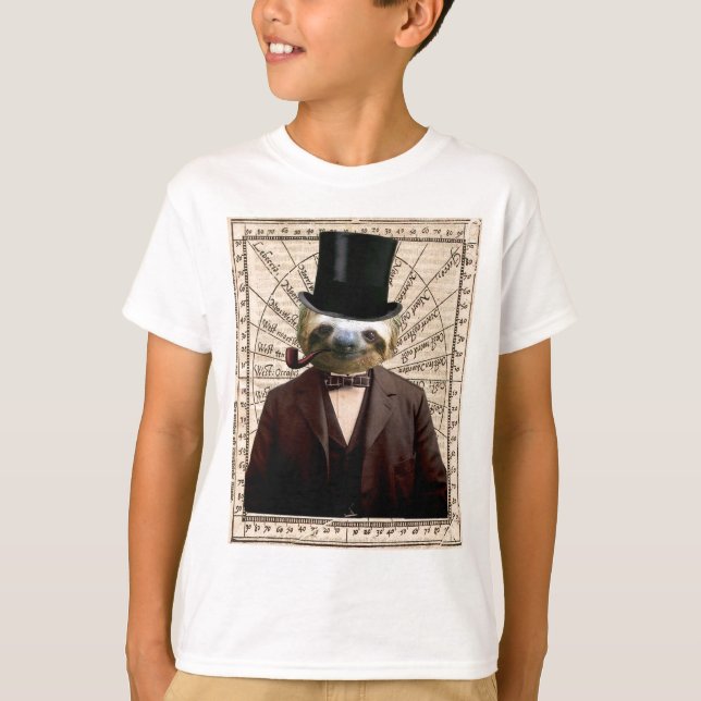 Sloth Man Victorian Steampunk Antropomorphic T Shirt (Framsida)