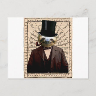Sloth Man Victorian Steampunk Antropomorphic Vykort