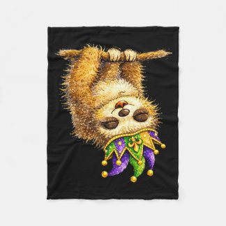 Sloth Mardi Gras Nola Party Beads Cute Girls Women Fleecefilt