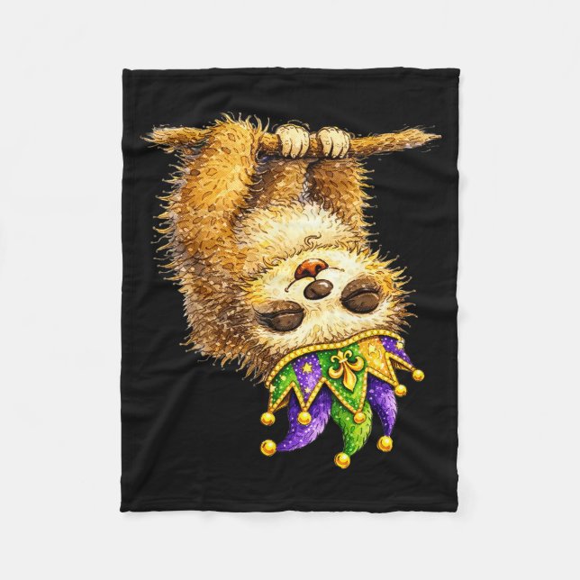 Sloth Mardi Gras Nola Party Beads Cute Girls Women Fleecefilt (Framsidan)