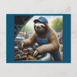 Sloth Mechanic Vykort