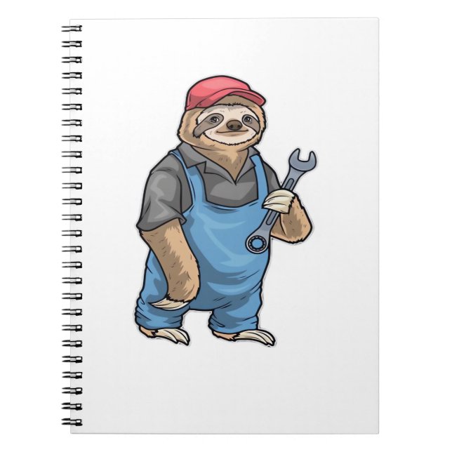 Sloth Mechanic Wrench Classic T-Shirt Anteckningsbok (Framsidan)