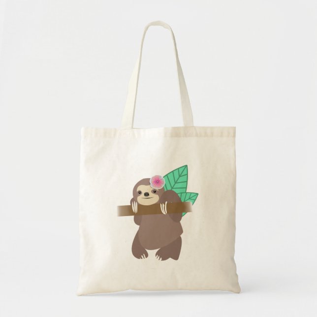 Sloth med den blommaDigital illustrationen Tygkasse (Framsidan)