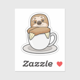 Sloth med Kopp i kaffe Klistermärken
