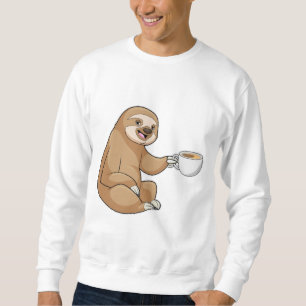 Sloth med Kopp i kaffe Lång Ärmad Tröja