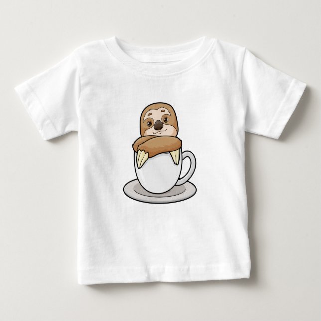 Sloth med Kopp i kaffe T Shirt (Framsida)