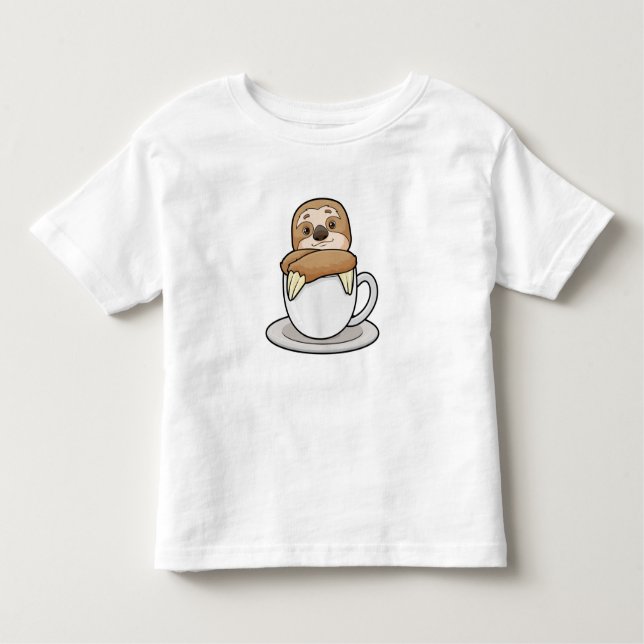 Sloth med Kopp i kaffe T Shirt (Framsida)