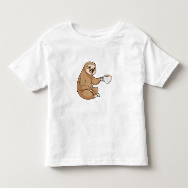 Sloth med Kopp i kaffe T Shirt (Framsida)