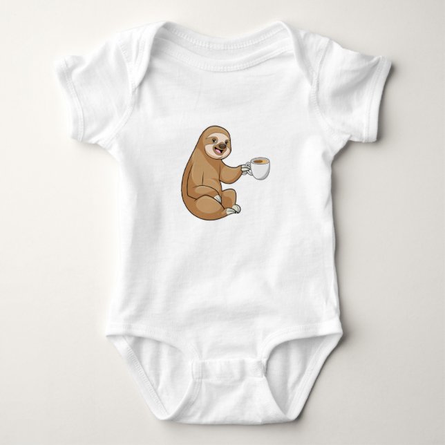 Sloth med Kopp i kaffe T Shirt (Framsida)