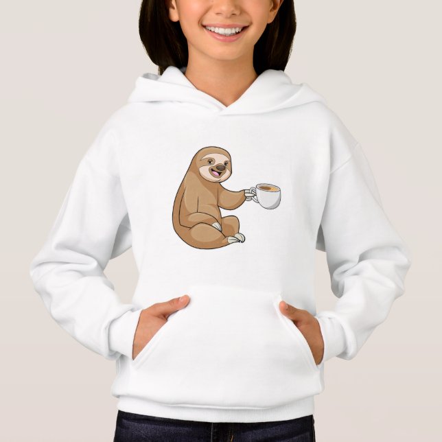 Sloth med Kopp i kaffe T Shirt (Framsida)