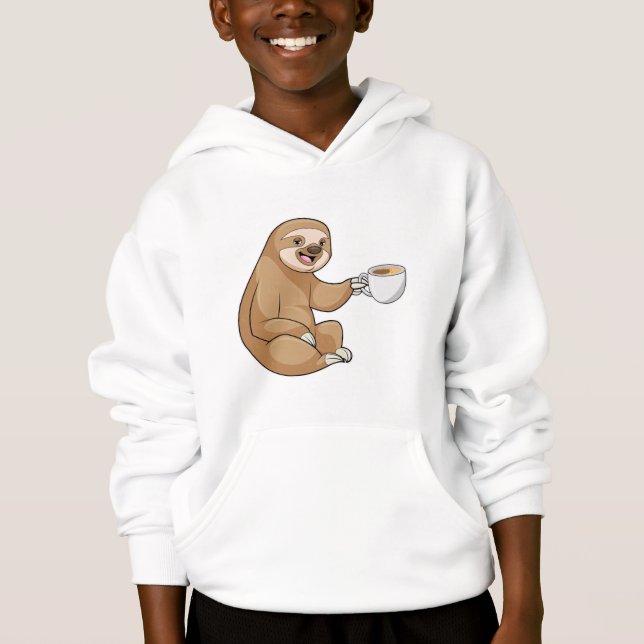 Sloth med Kopp i kaffe T Shirt (Framsida)
