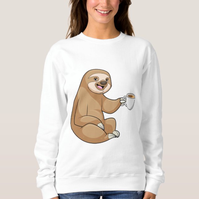 Sloth med Kopp i kaffe T Shirt (Framsida)
