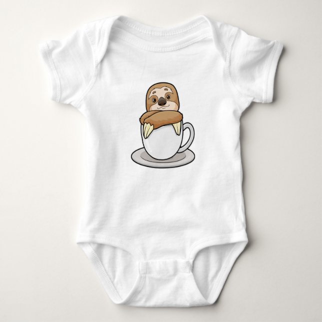 Sloth med Kopp i kaffe T Shirt (Framsida)