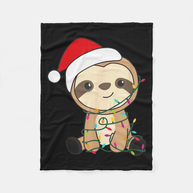 Sloth Merry Christmas Winter Sloths Christmas  Fleecefilt (Framsidan)