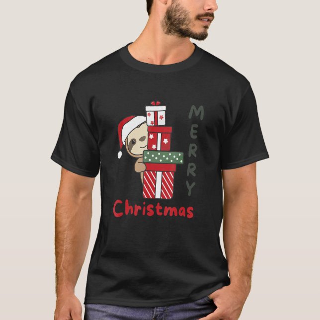 Sloth Merry Christmas Winter Sloths Christmas T Shirt (Framsida)