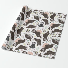 Sloth Mönster Wrapping Papper Presentpapper