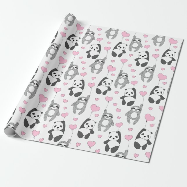 Sloth Mönster Wrapping Papper Presentpapper (Utrullad)