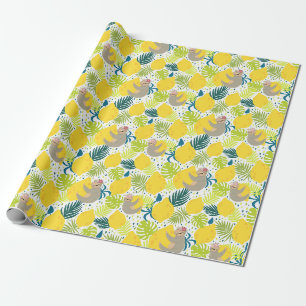 Sloth Mönster Wrapping Papper Presentpapper