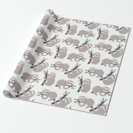 Sloth Mönster Wrapping Papper Presentpapper