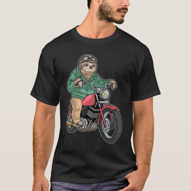 Sloth Motorcycle T Shirt (Framsida)