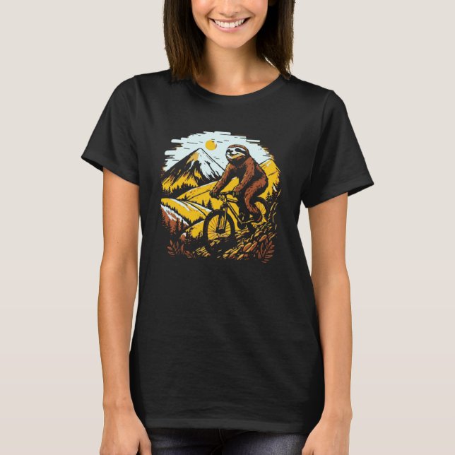 Sloth Mountains Biker Slow Bike and Bicycle T Shirt (Framsida)