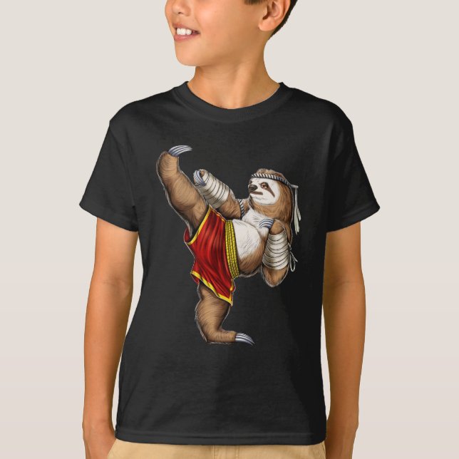 Sloth Muay Thai Fighter T Shirt (Framsida)