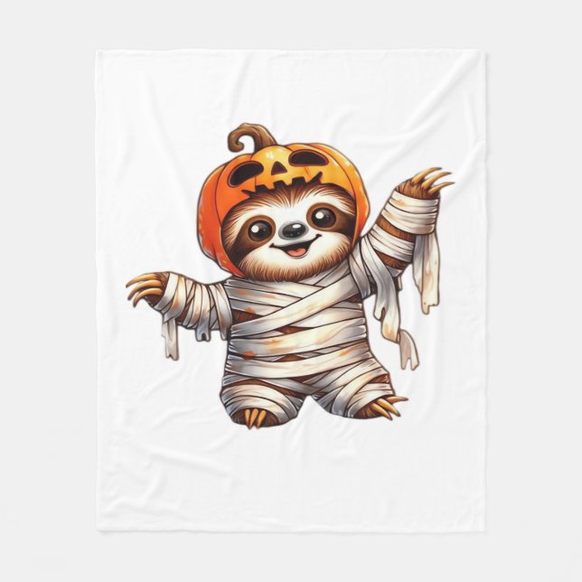 Sloth Mummy Halloween Classic T-Shirt Fleecefilt (Framsidan)