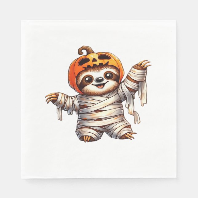 Sloth Mummy Halloween Classic T-Shirt Pappersservett (Framsidan)