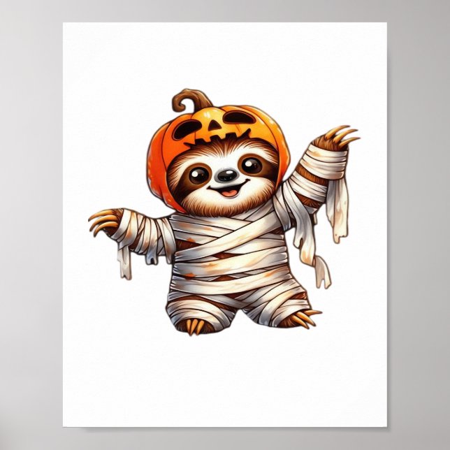 Sloth Mummy Halloween Classic T-Shirt Poster (Framsidan)