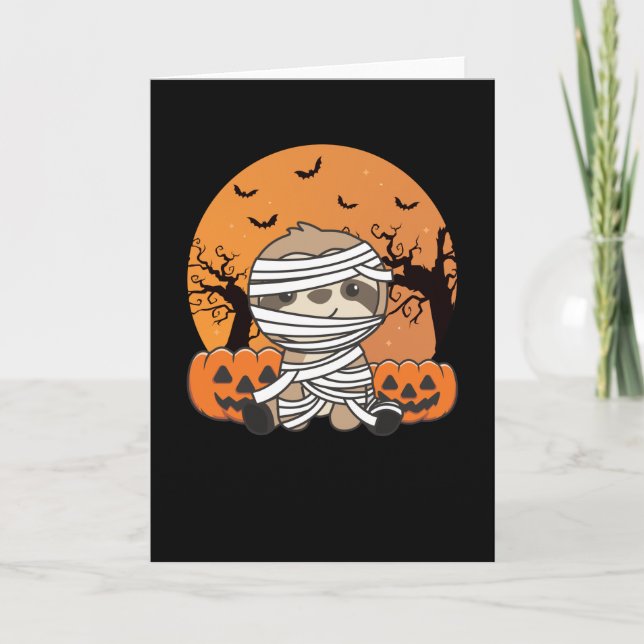 Sloth Mummy Pumpkin Sloths Happy halloween Kort (Framsida)