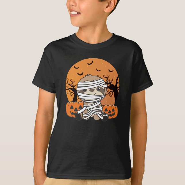 Sloth Mummy Pumpkin Sloths Happy halloween T Shirt (Framsida)