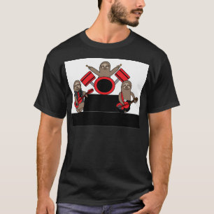 Sloth Music Band Guitar Bass Drums T Shirt