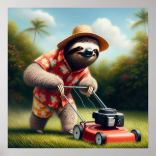 Sloth Mwing Gräsmatta Poster