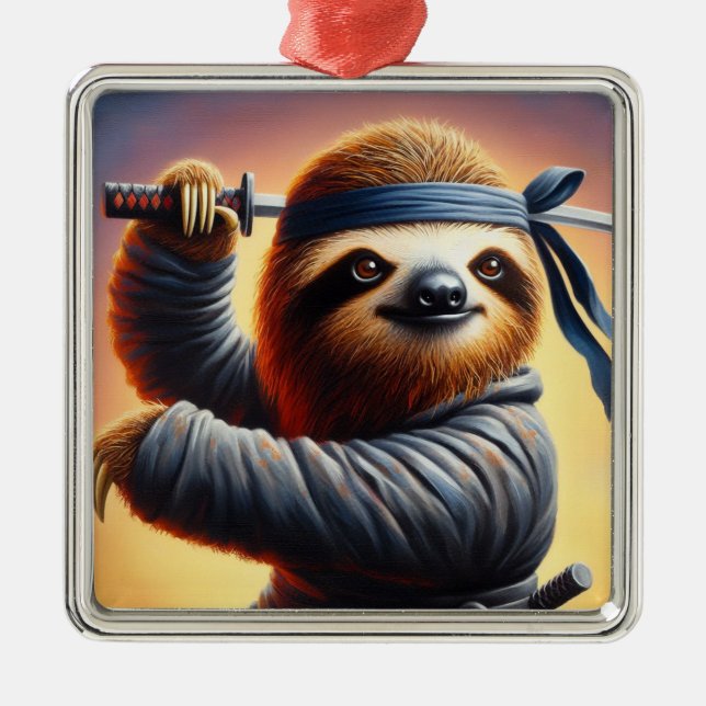 Sloth Ninja Julgransprydnad Metall (Framsidan)