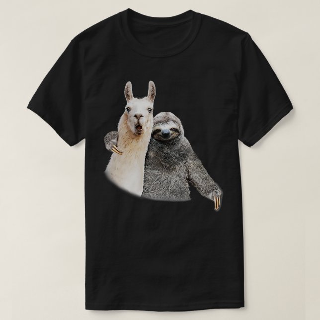SLOTH OCH LLAMA BEST PALS FUNNY T SHIRT (Design framsida)