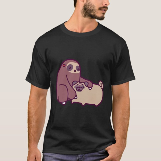 Sloth och Pug Classic T-Shirt 249 (Framsida)