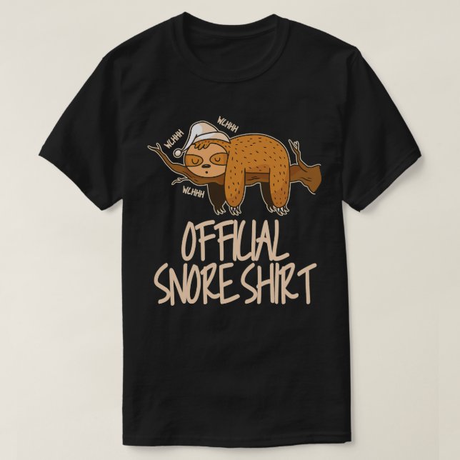Sloth Officiell snore pyjamas Sloth sömn snarar T Shirt (Design framsida)