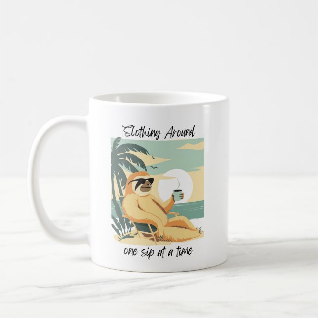 Sloth on Beach Coffee Mugg (Vänster)