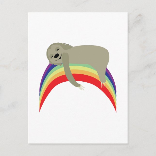 Sloth on Rainbow Vykort (Framsida)