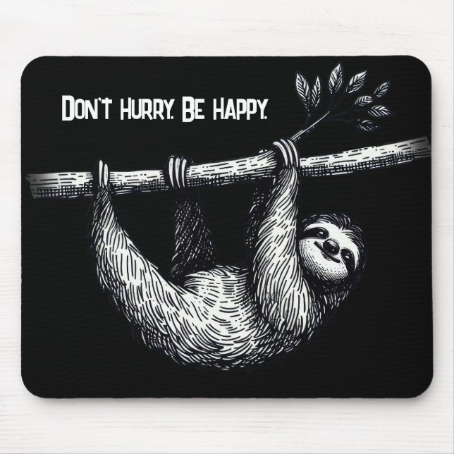 Sloth on Träd Gren med citat Musmatta (Framsidan)