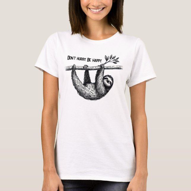 Sloth on Träd Gren med citat T Shirt (Framsida)