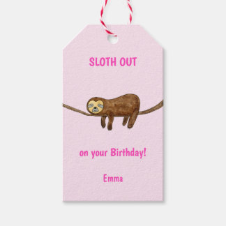 Sloth out Birthday Presentetikett
