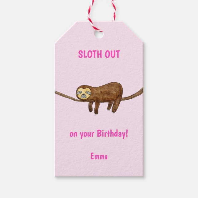Sloth out Birthday Presentetikett (Framsidan)