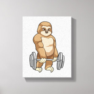 Sloth på Bodybuilding med Barbell Canvastryck
