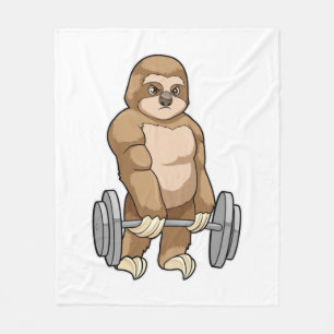 Sloth på Bodybuilding med Barbell Fleecefilt