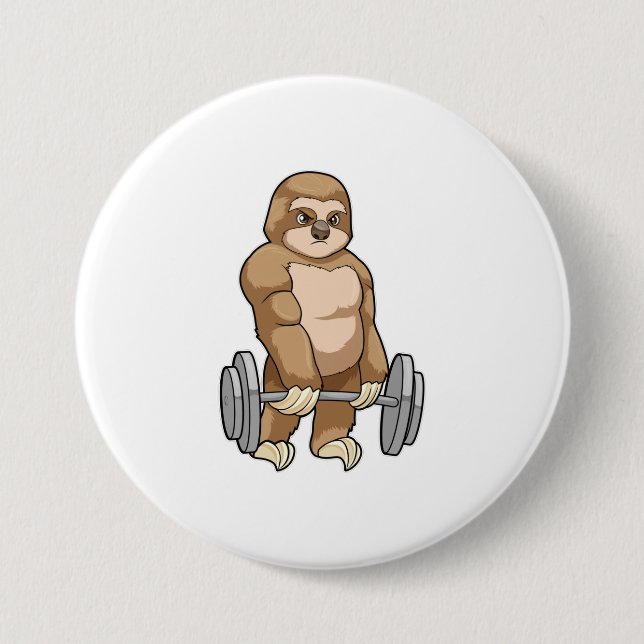Sloth på Bodybuilding med Barbell Knapp (Framsida)
